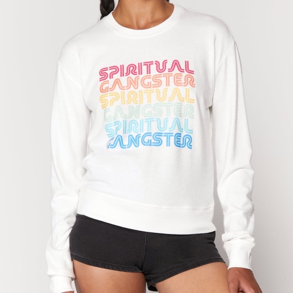 Spiritual Gangster Tops - NWT SPIRITUAL GANGSTER SG Crewneck Savasana Rainbow Sweatshirt Size Small